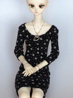 Black Floral Pattern Dress for Thirdscale Dolls like BJD, Smart Doll, Dollfie Dream