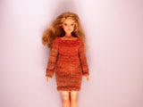 Knit Mini Dress for Sixthscale Fashion Dolls Like Barbie Curvy
