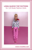 Long-Sleeve Blouse for Sixthscale Fashion Dolls Like Barbie