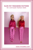Slim-Fit Trousers for Sixthscale Fashion Dolls Like Barbie